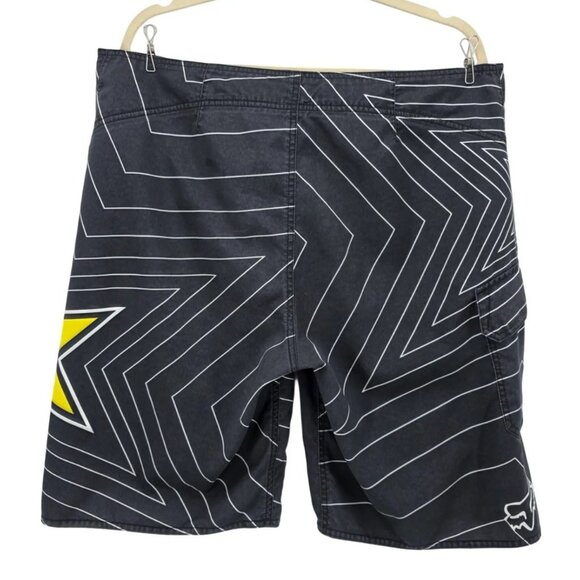 Fox Racing Rockstar Energy Drink Mens 38 Board Shorts Star Logo Black Swim - Picture 3 of 14